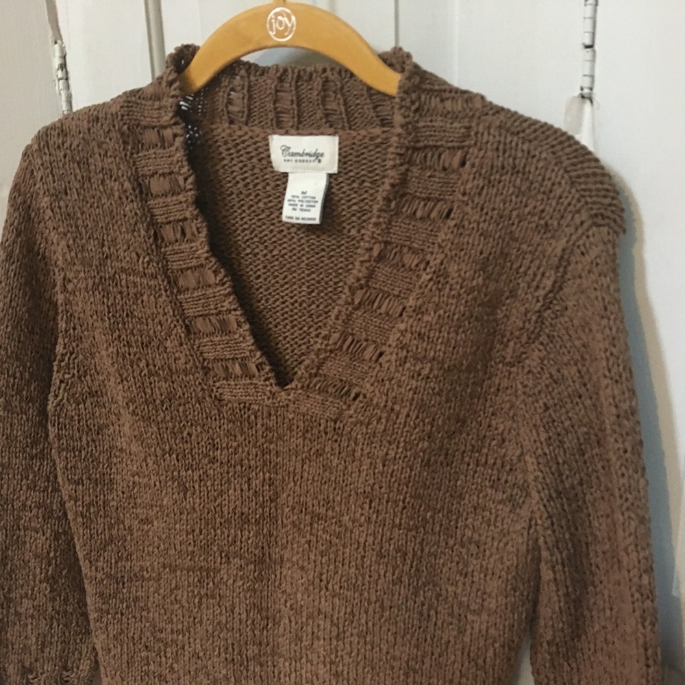 Cambridge Dry Goods Brown V-Neck Sweater - Picture 9 of 15